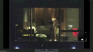 【酒店窗外偷拍】長腿女神被按在凳子上操 (2)